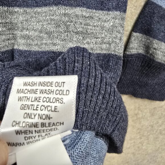 Sonoma Life + Style Mens XL Striped Sweater Blue/Grey Cotton Crew Neck - Picture 4 of 7